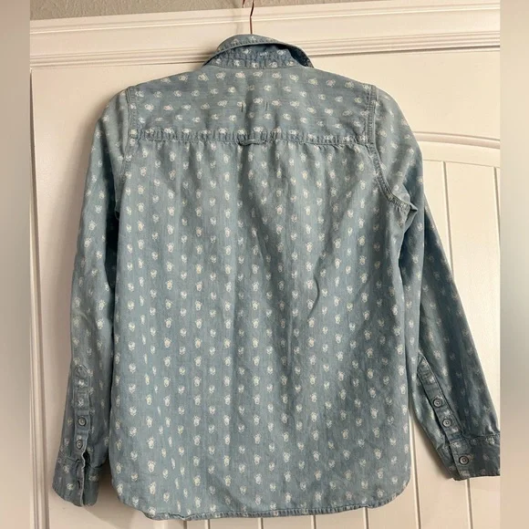 Madewell Denim L/S woven with white ditsy floral print- size S - Picture 3 of 5